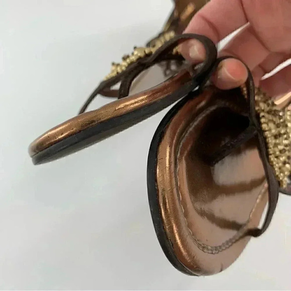 Jessica Simpson sandals 9.5 39.5 gloria bronze suede t-strap Bohemian wedge - Picture 11 of 15